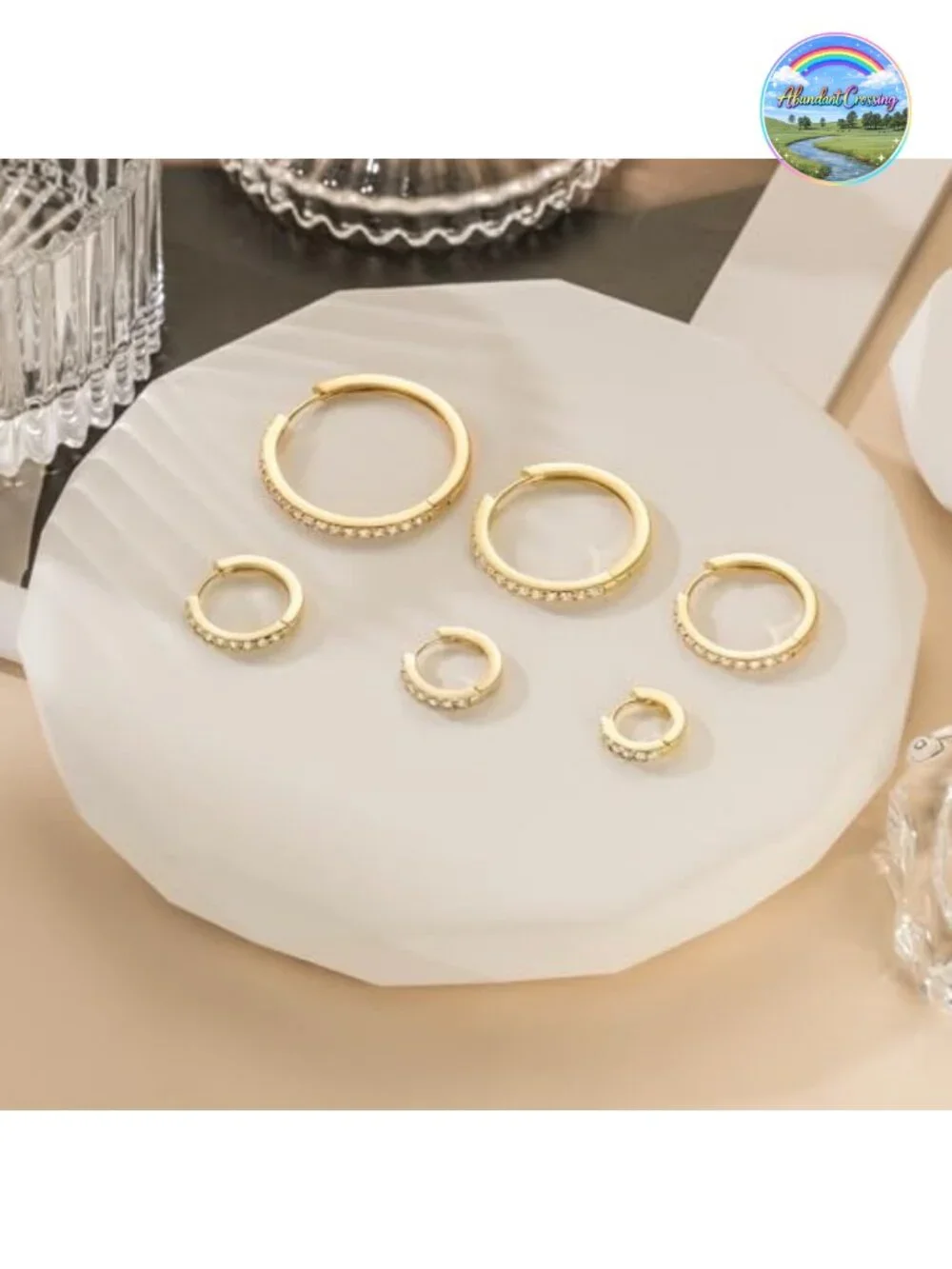 14K Gold Plated Huggie Hoop Earrings for Women with Cubic Zirconia